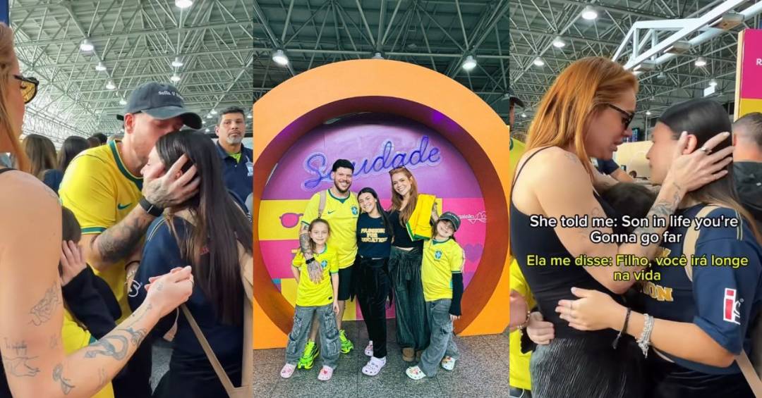Imagem relacionada à emoção de Thaís Vasconcellos e Ferrugem com o intercâmbio de Júlia